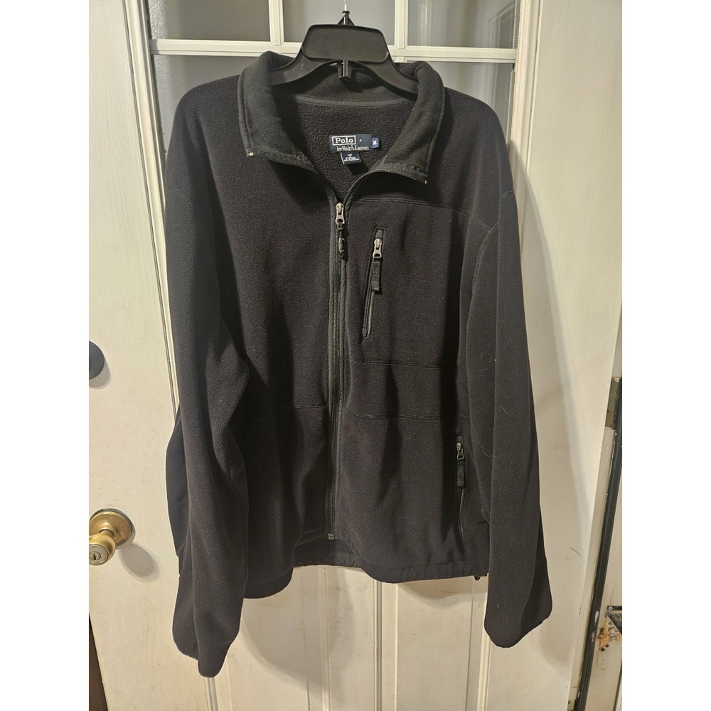 Ralph Lauren Polo Sport Men XL Thermal Pro Full Zip Fleece Jacket Black